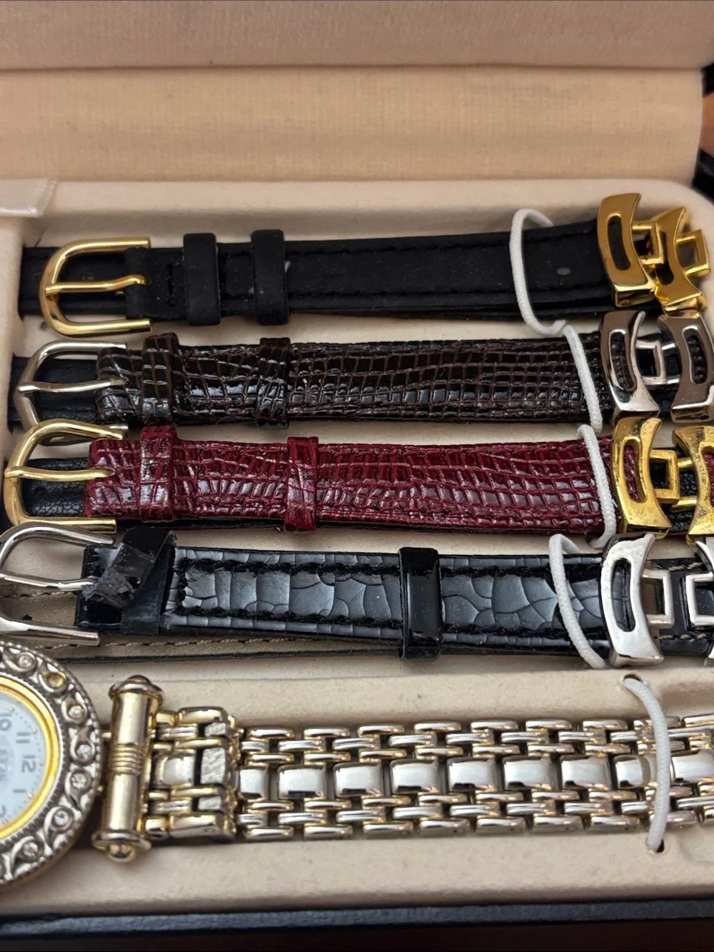 1928 Two-Tone Gold and Silver Ladies Watch Set with Interchangeable Straps